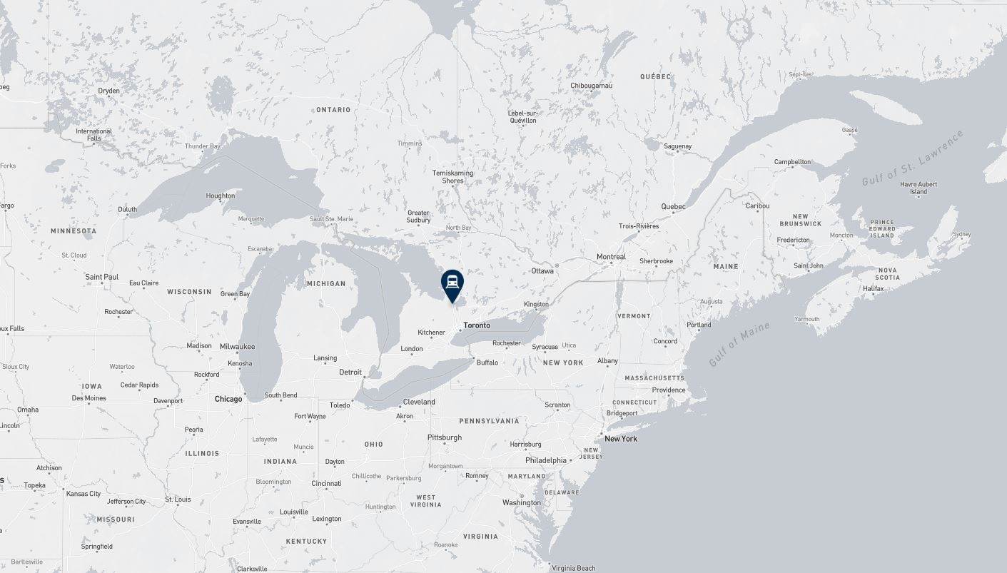 Project location marked on a map showing a section of central and eastern Canada