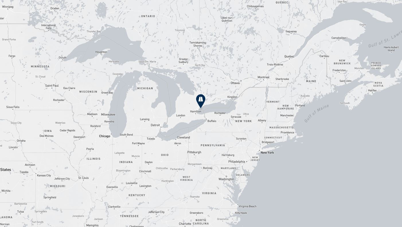 Project location marked on a map showing a section of central and eastern Canada