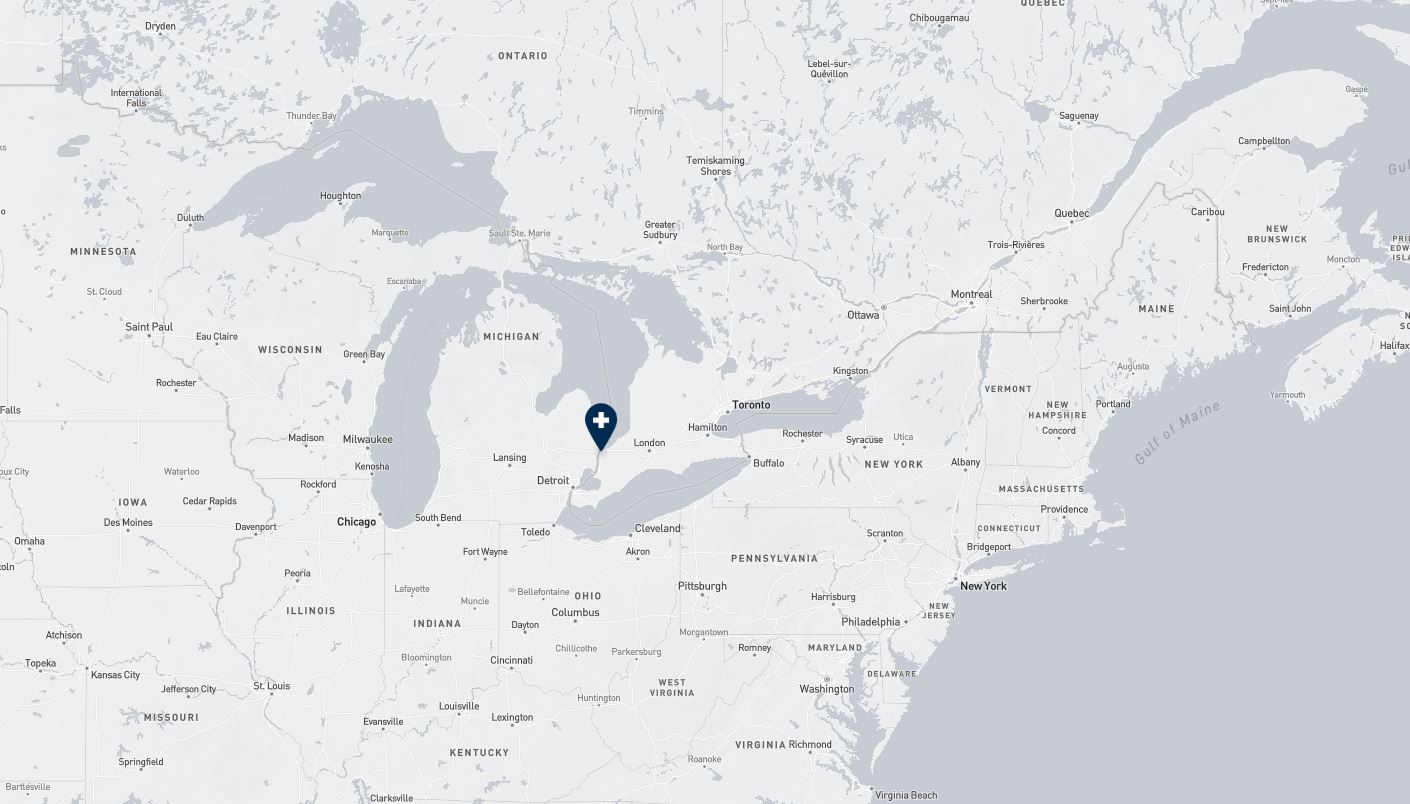 Project location marked on a map showing a section of central and eastern Canada