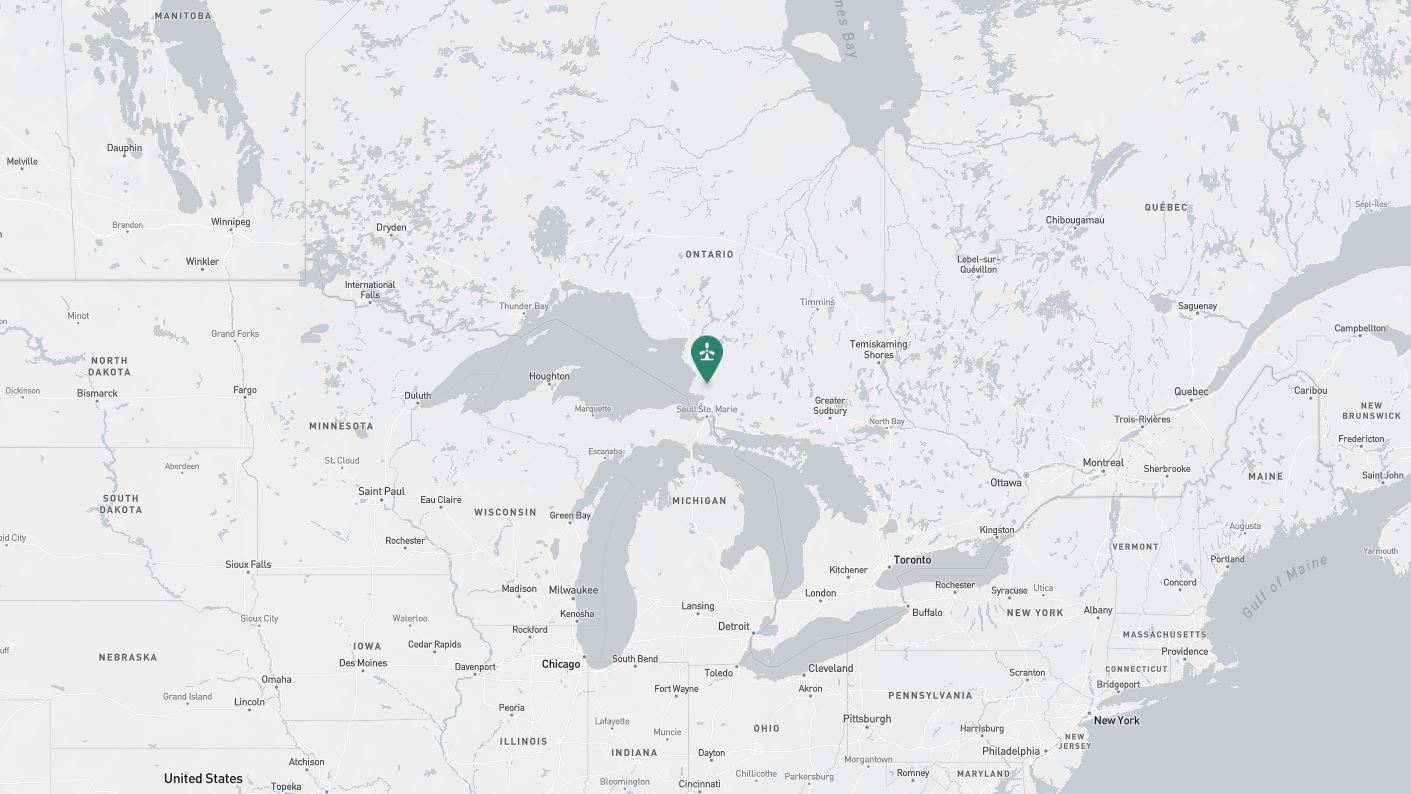 Project location marked on a map showing a section of central and eastern Canada