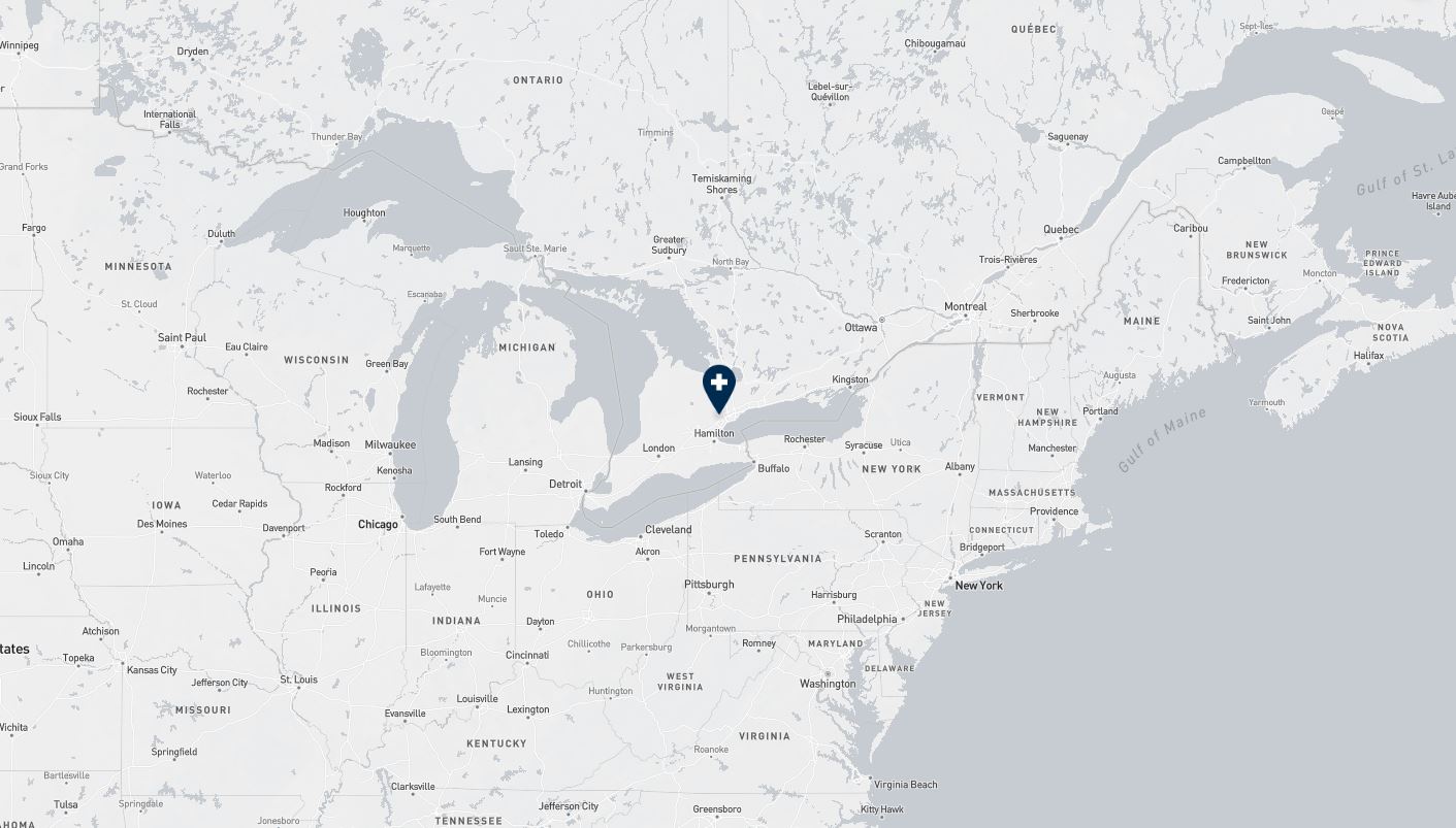 Project location marked on a map showing a section of central and eastern Canada