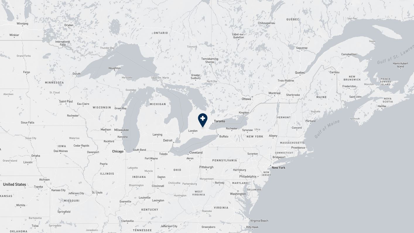 Project location marked on a map showing a section of central and eastern Canada