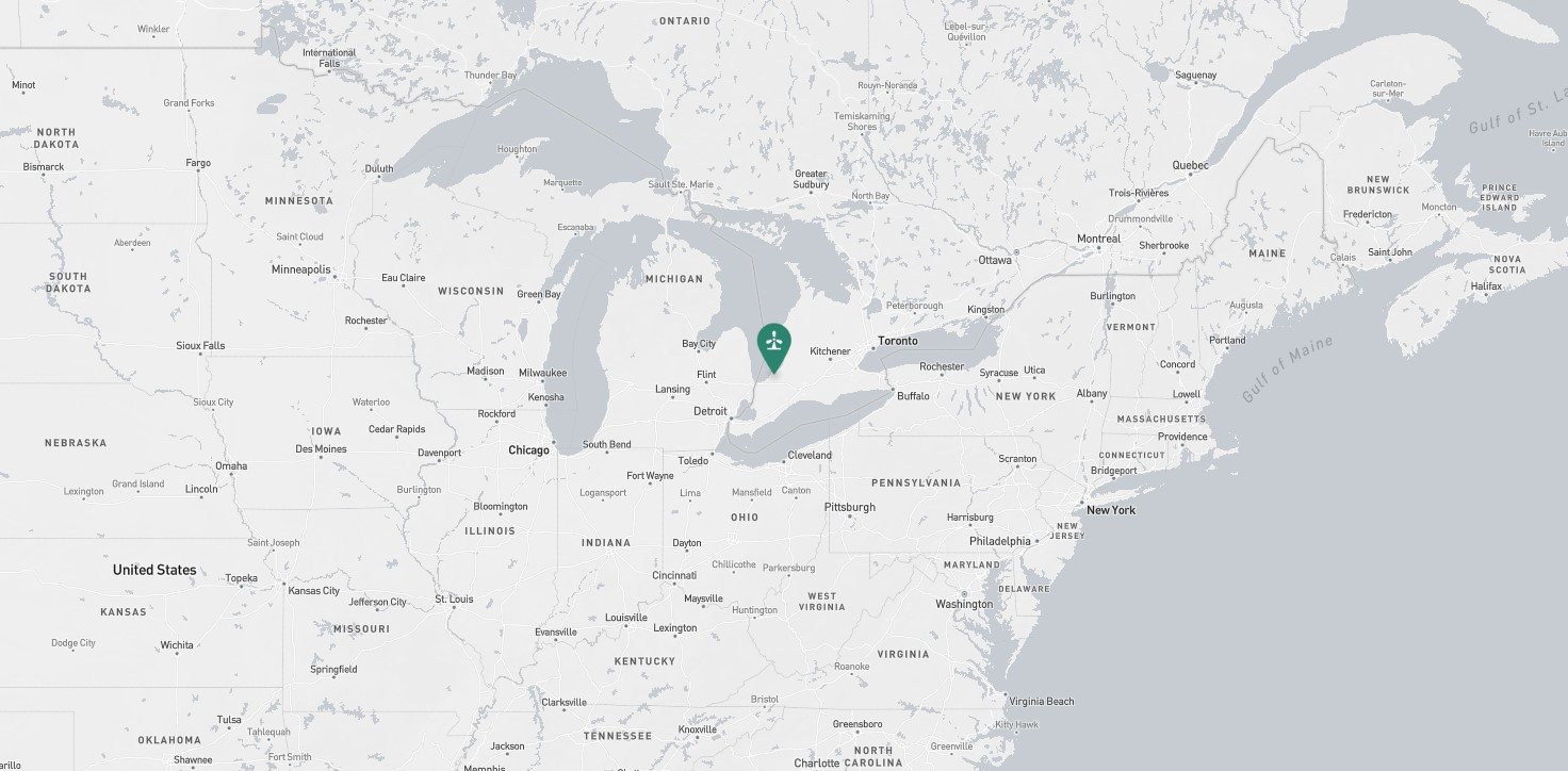 Project location marked on a map showing a section of the East Coast and Great Lakes region