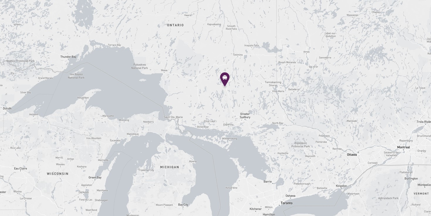 Project location marked on a map showing a section of the northern Great Lakes region