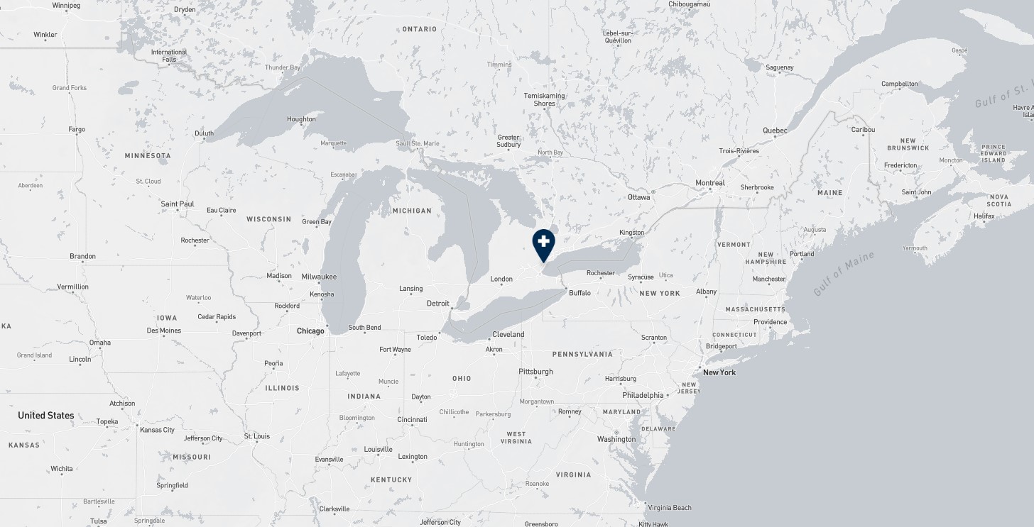 Project location marked on a map showing a section of central and eastern Canada