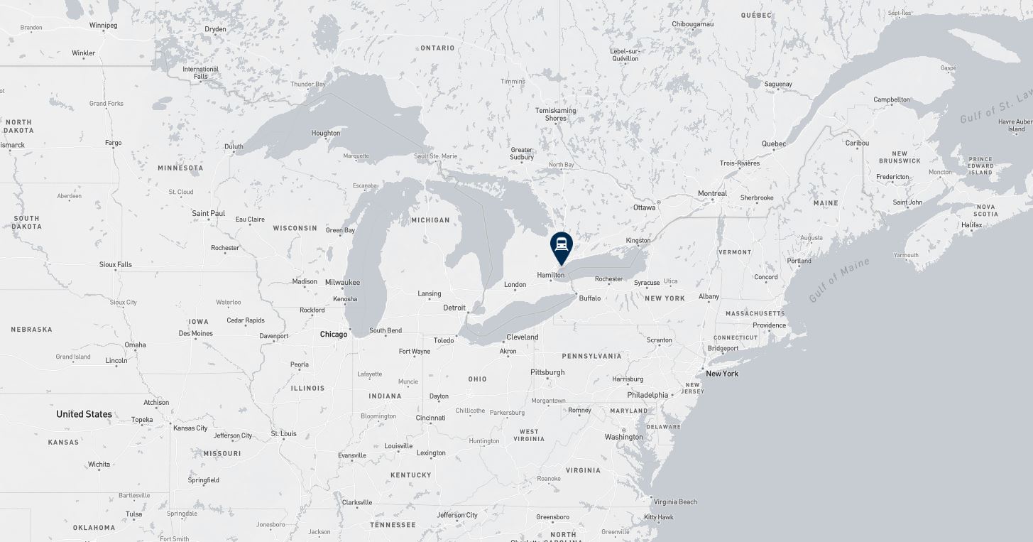 Project location marked on a map showing a section of central and eastern Canada