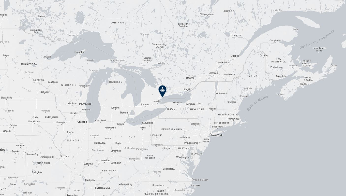 Project location marked on a map showing a section of central and eastern Canada