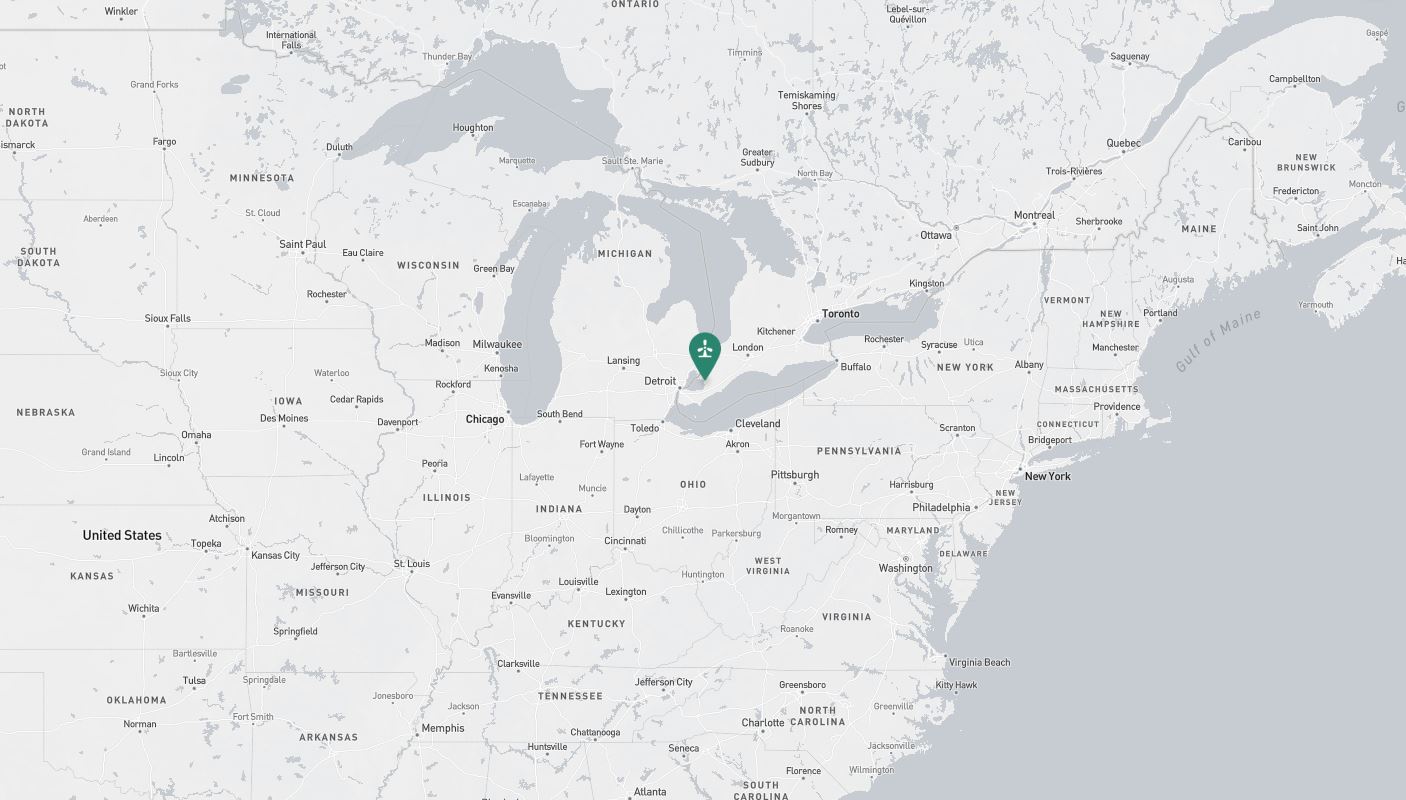 Project location marked on a map showing a section of central and eastern Canada