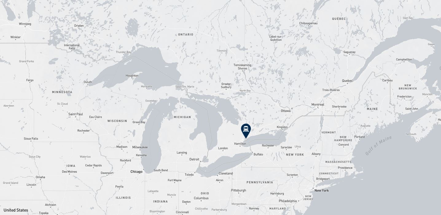 Project location marked on a map showing a section of central and eastern Canada
