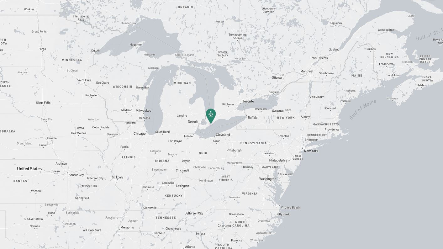 Project location marked on a map showing a section of central and eastern Canada