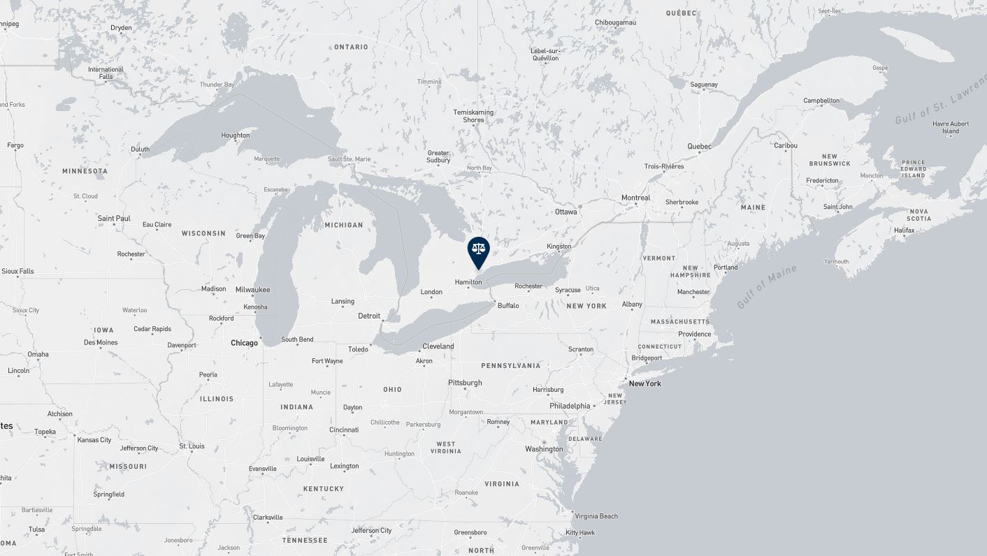 Project location marked on a map showing a section of central and eastern Canada