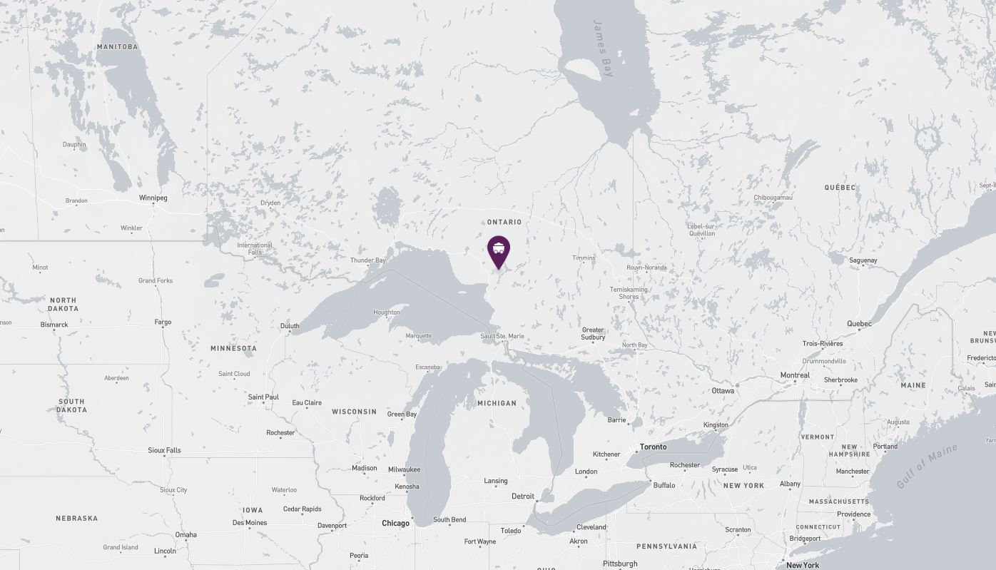 Project location marked on a map showing a section of the Great Lakes Region