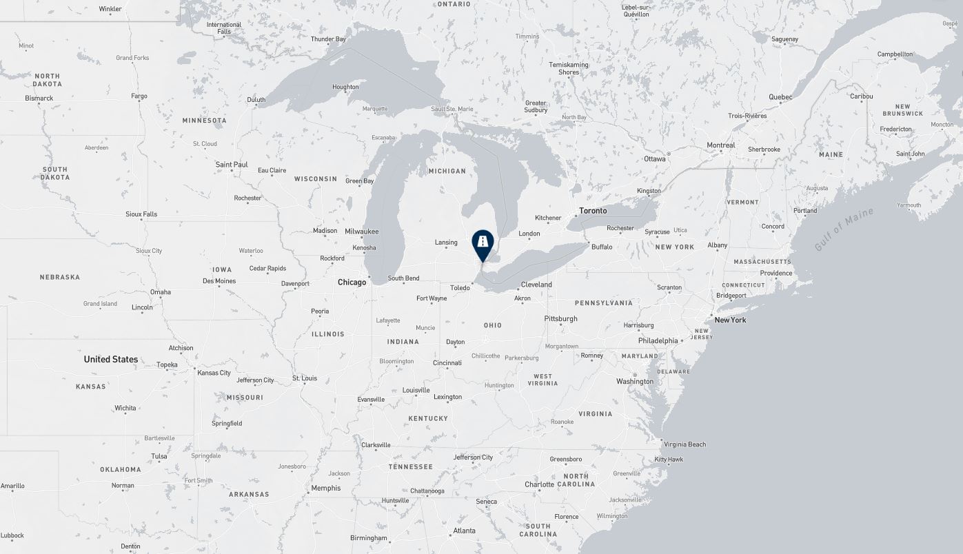 Project location marked on a map showing a section of central and eastern Canada