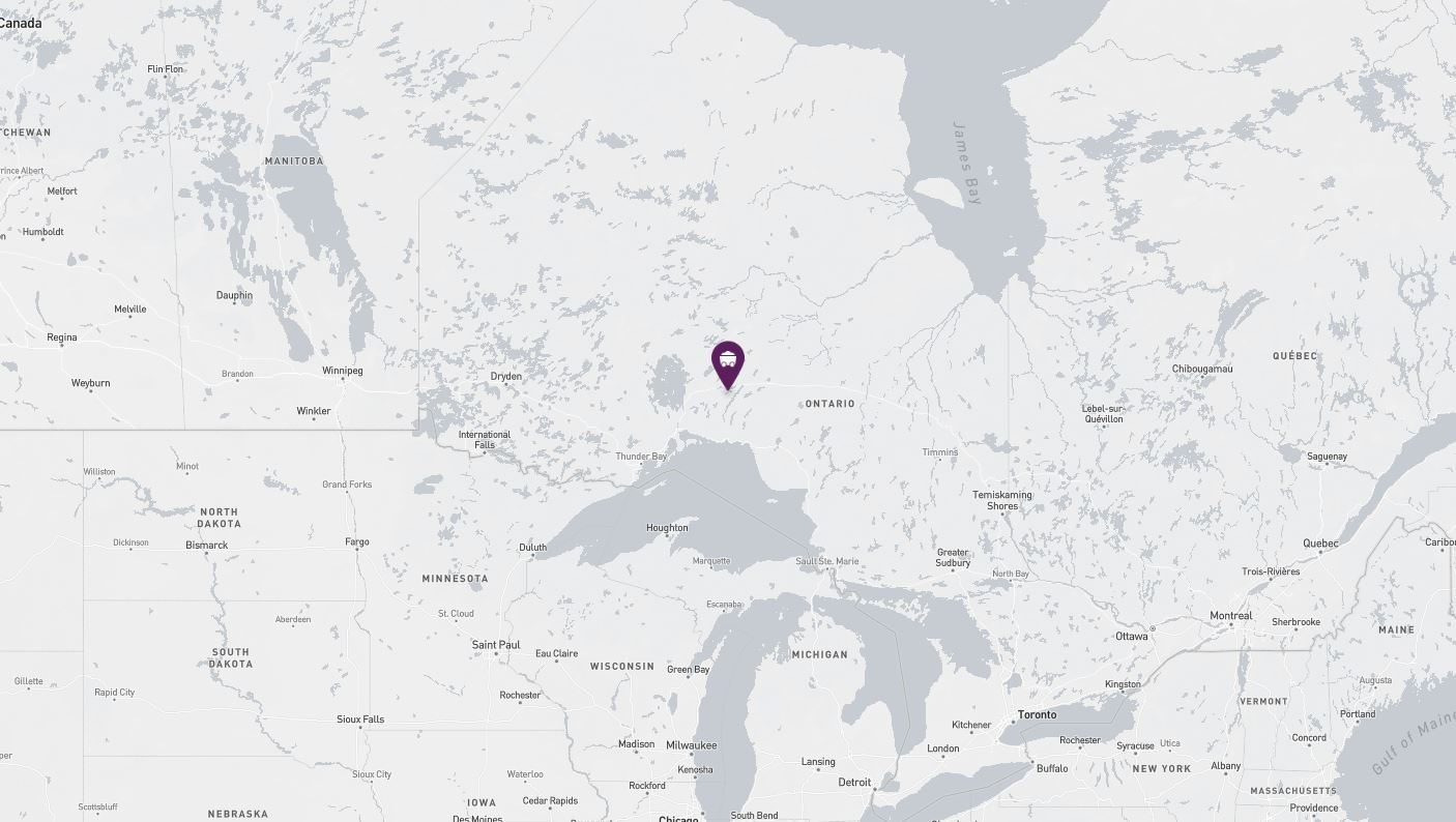 Project location marked on a map showing a section of central and eastern Canada