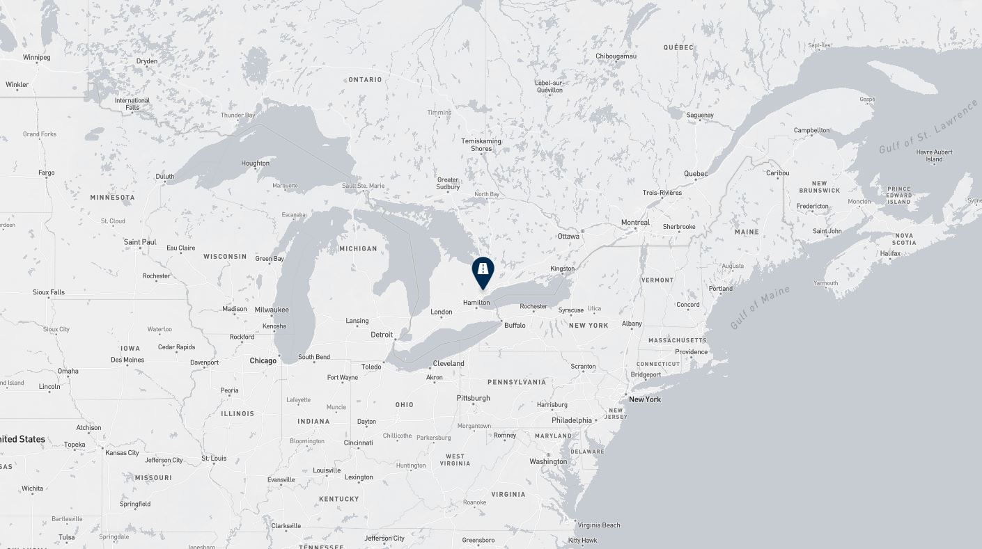 Project location marked on a map showing a section of central and eastern Canada