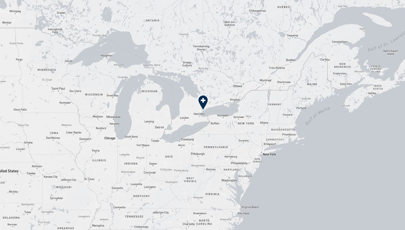 Project location marked on a map showing a section of central and eastern Canada