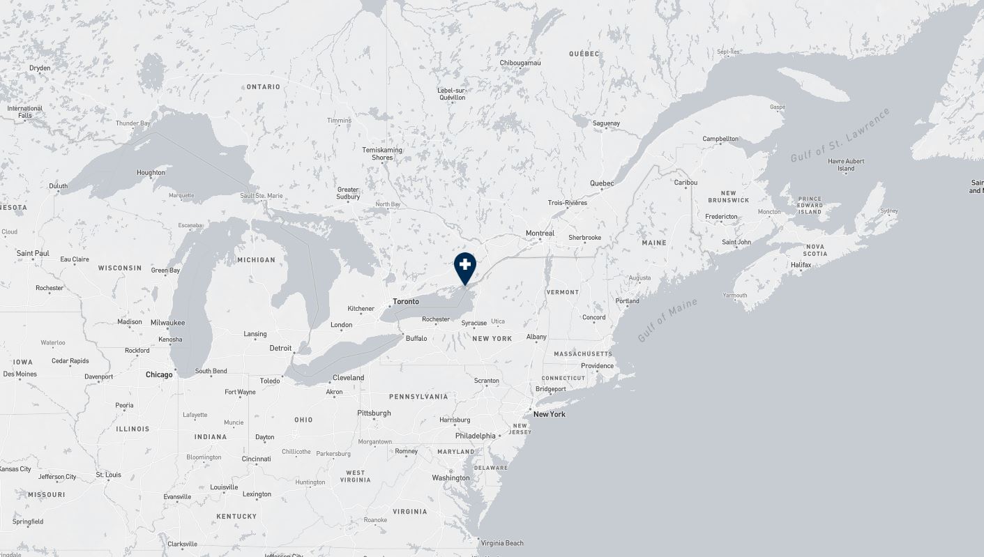 Project location marked on a map showing a section of central and eastern Canada