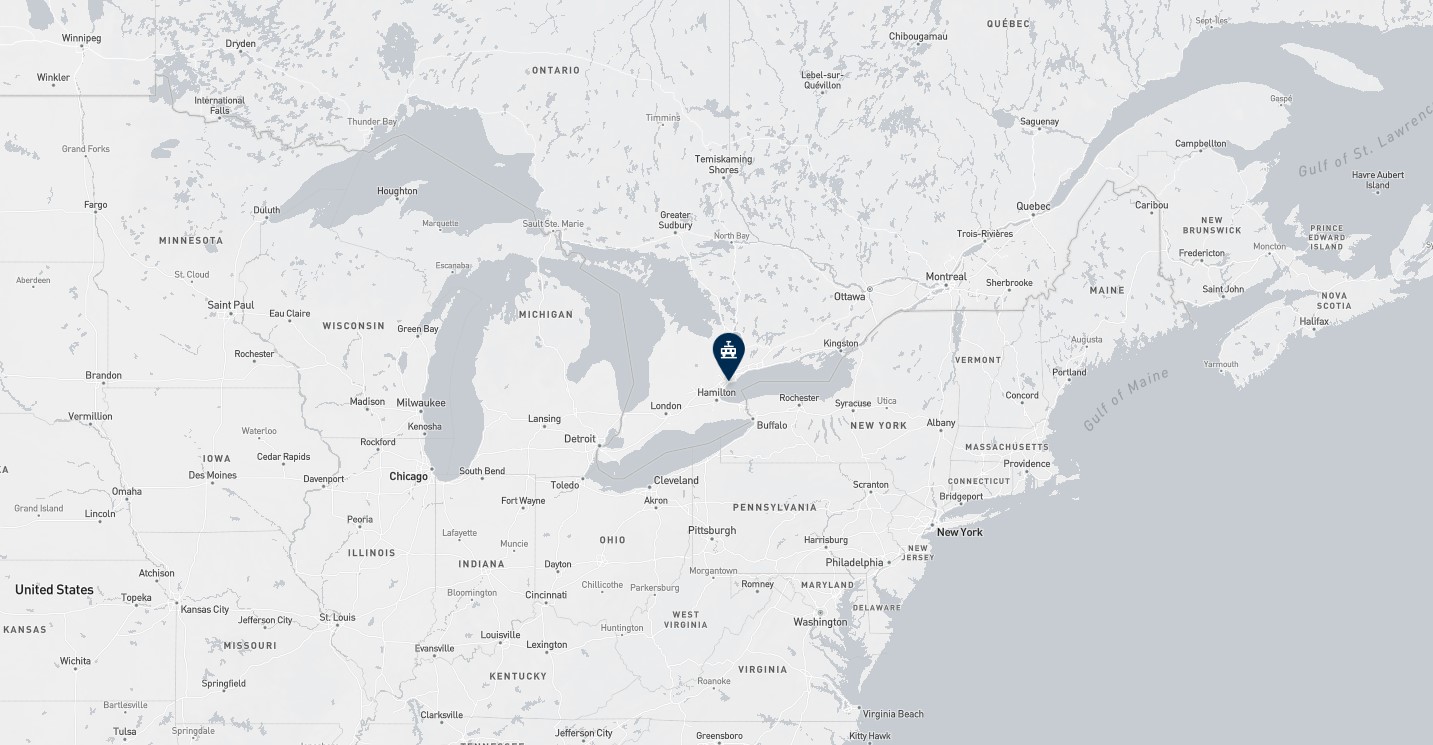 Project location marked on a map showing a section of central and eastern Canada