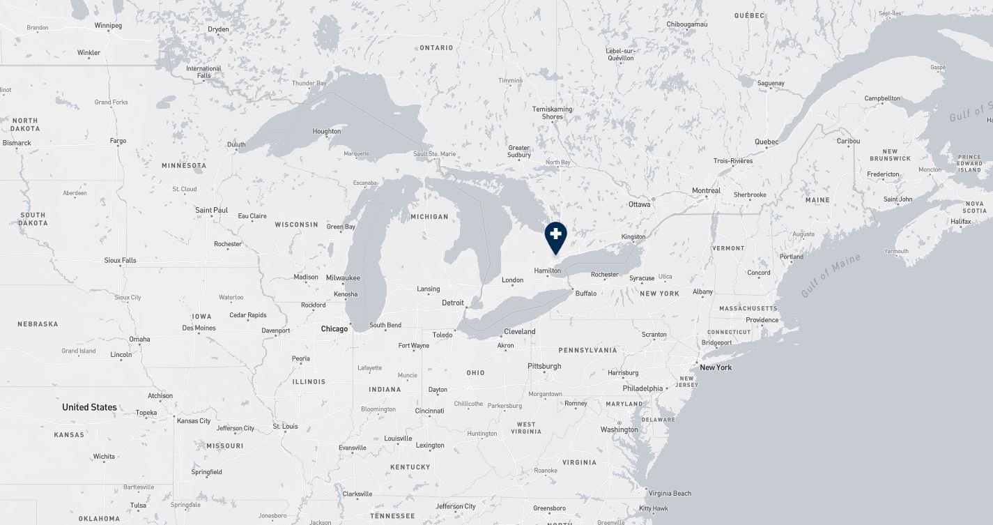 Project location marked on a map showing a section of central and eastern Canada