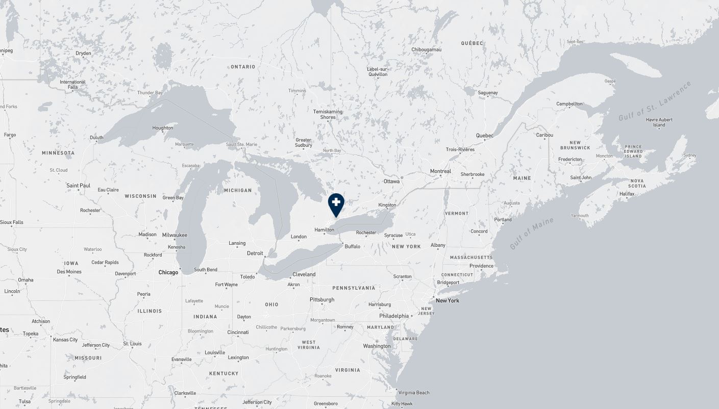 Project location marked on a map showing a section of central and eastern Canada