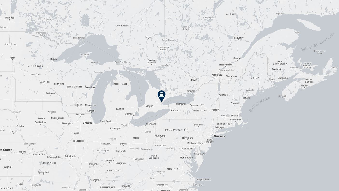 Project location marked on a map showing a section of central and eastern Canada