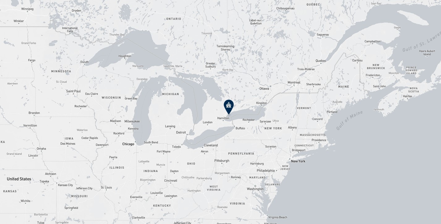 Project location marked on a map showing a section of central and eastern Canada