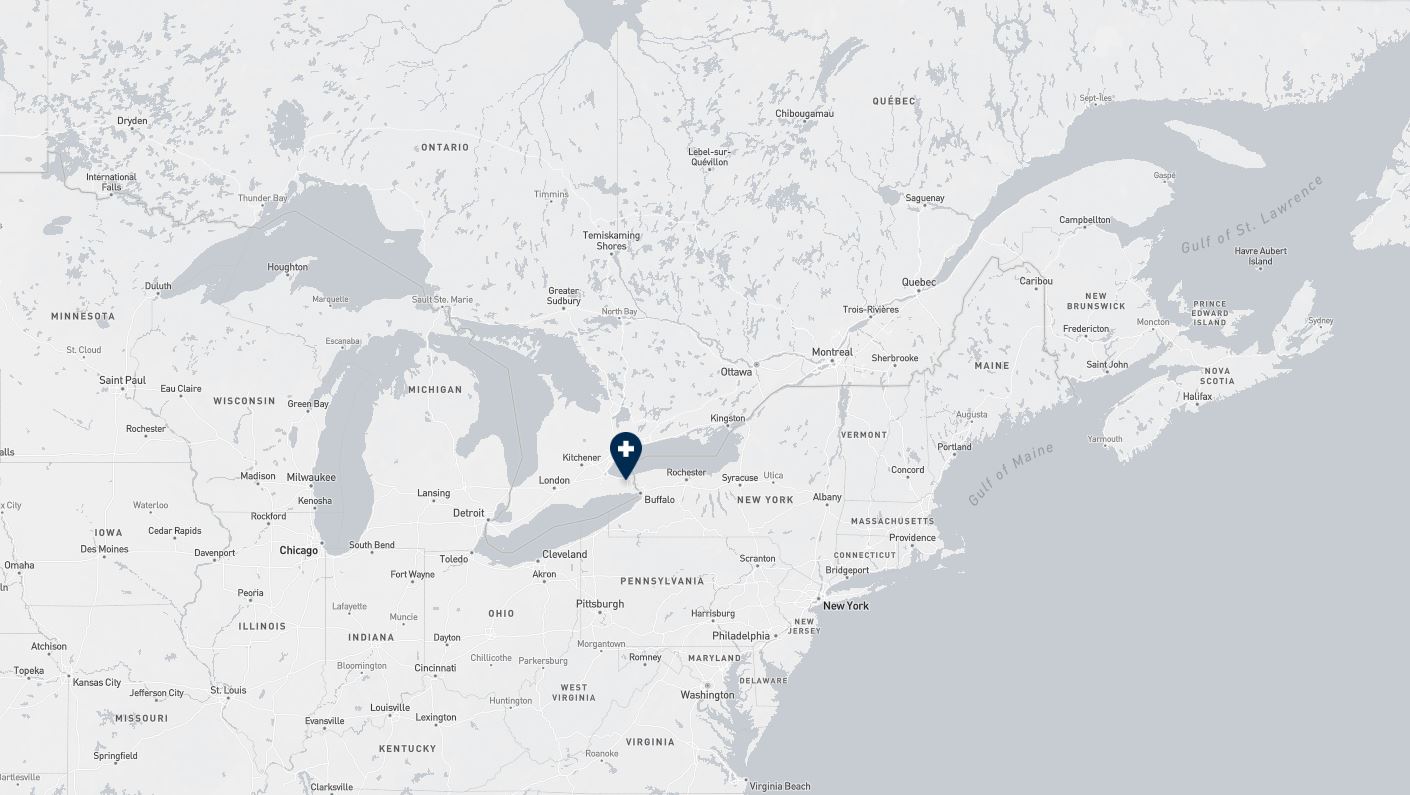 Project location marked on a map showing a section of central and eastern Canada