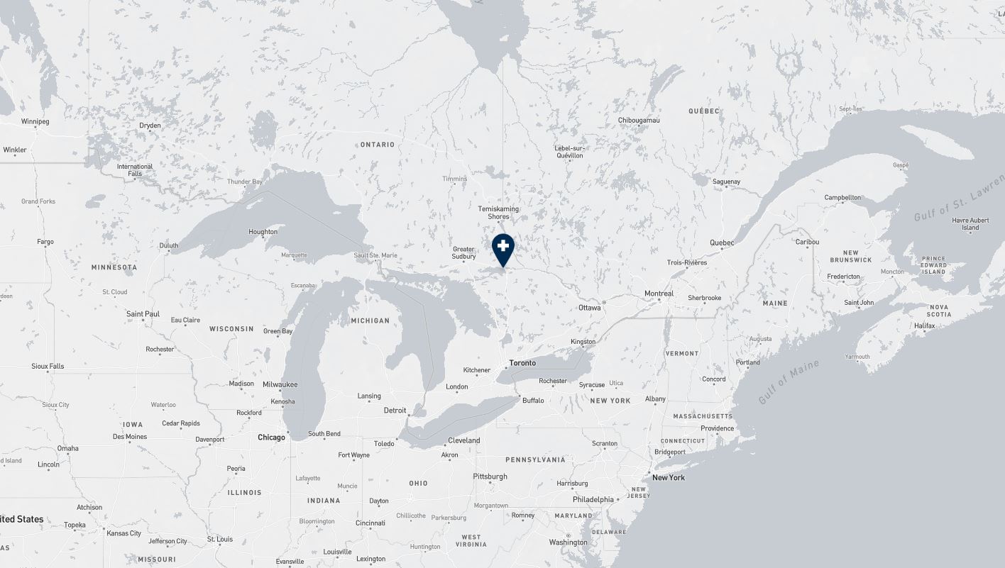 Project location marked on a map showing a section of central and eastern Canada