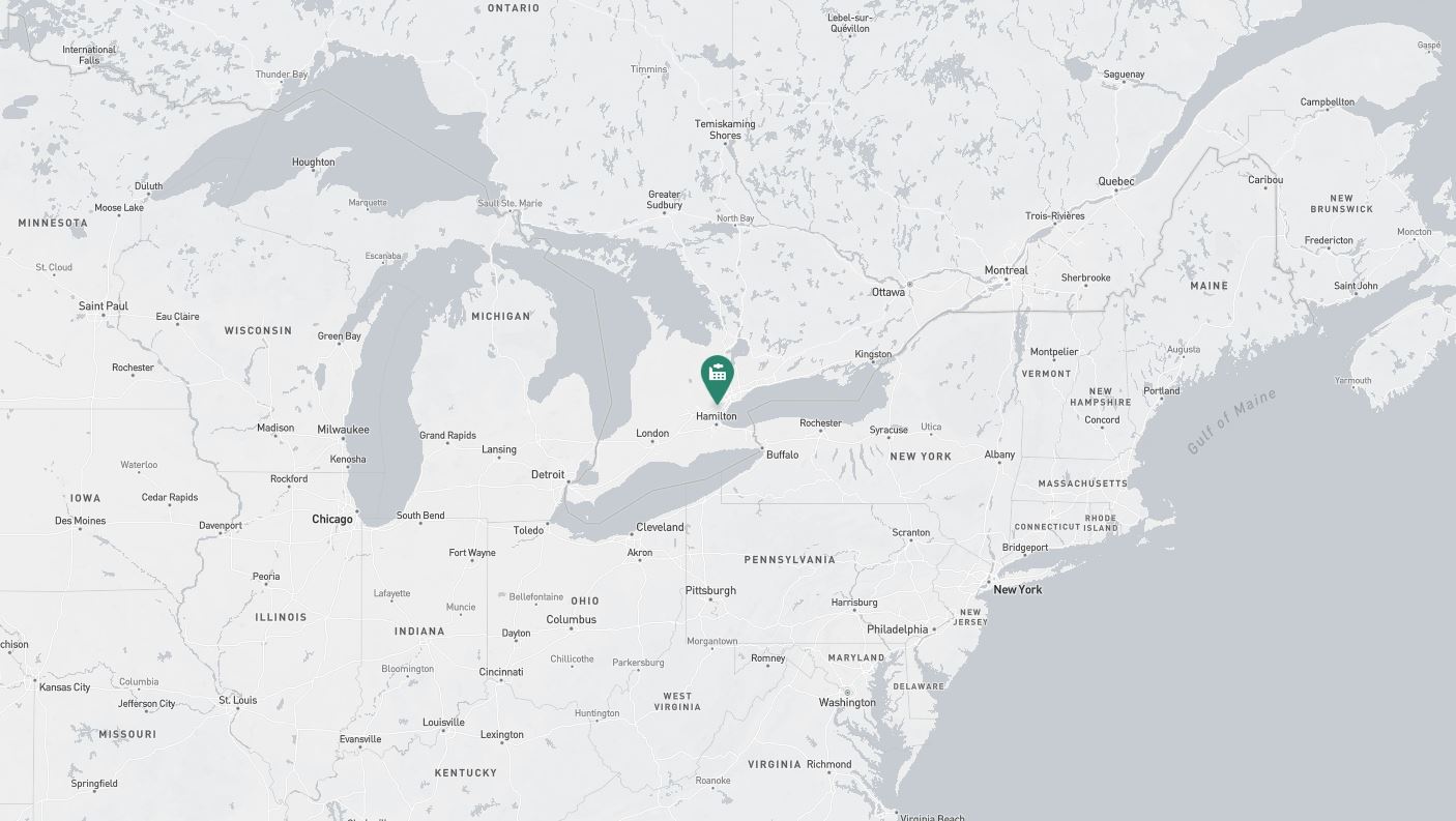 Project location marked on a map showing a section of central and eastern Canada