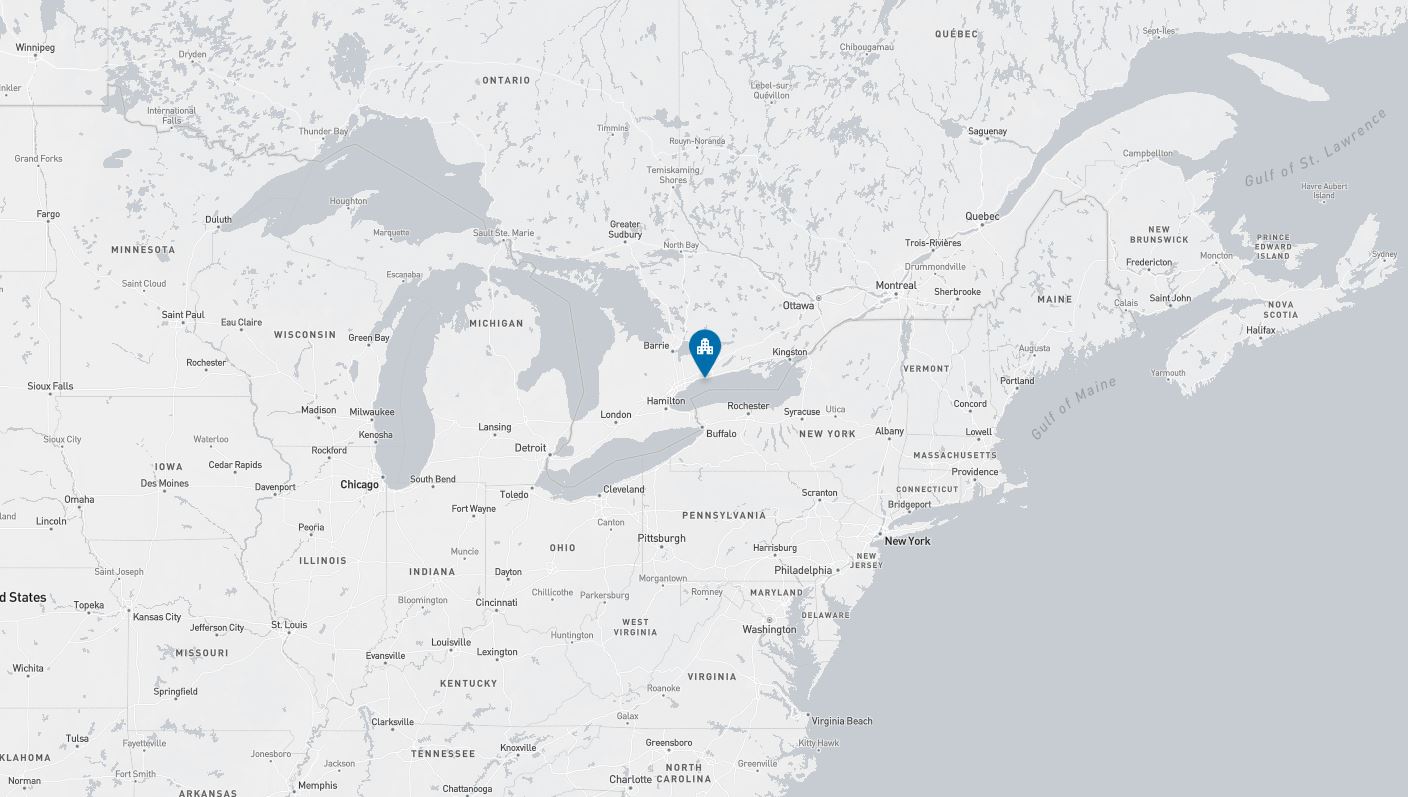 Project location marked on a map showing a section of central and eastern Canada