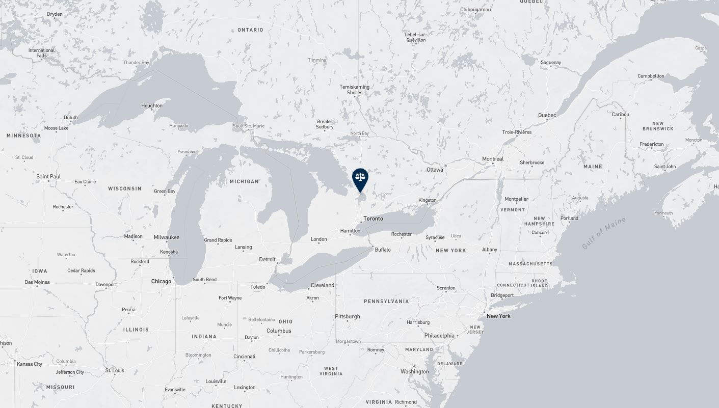 Project location marked on a map showing a section of central and eastern Canada