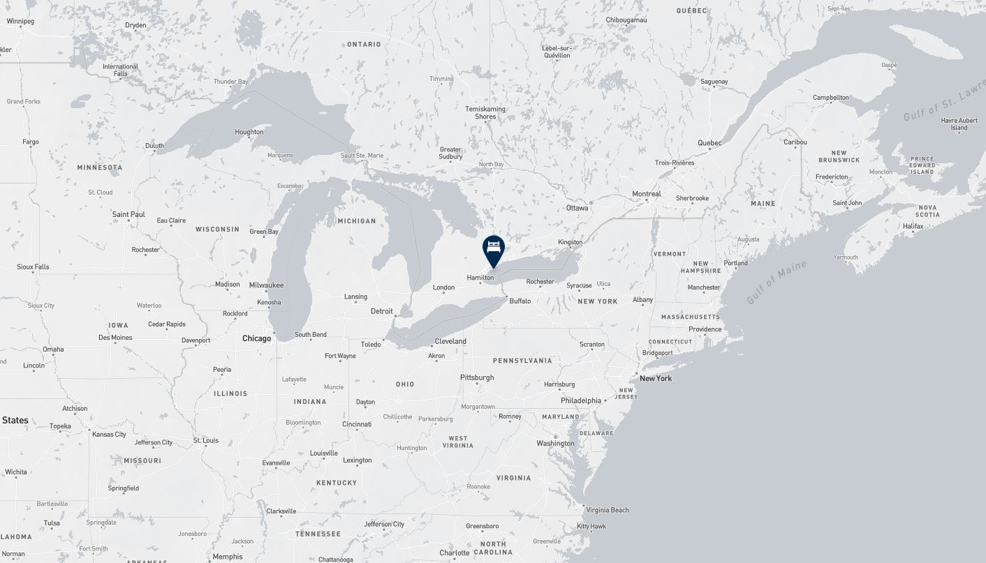 Project location marked on a map showing a section of central and eastern Canada