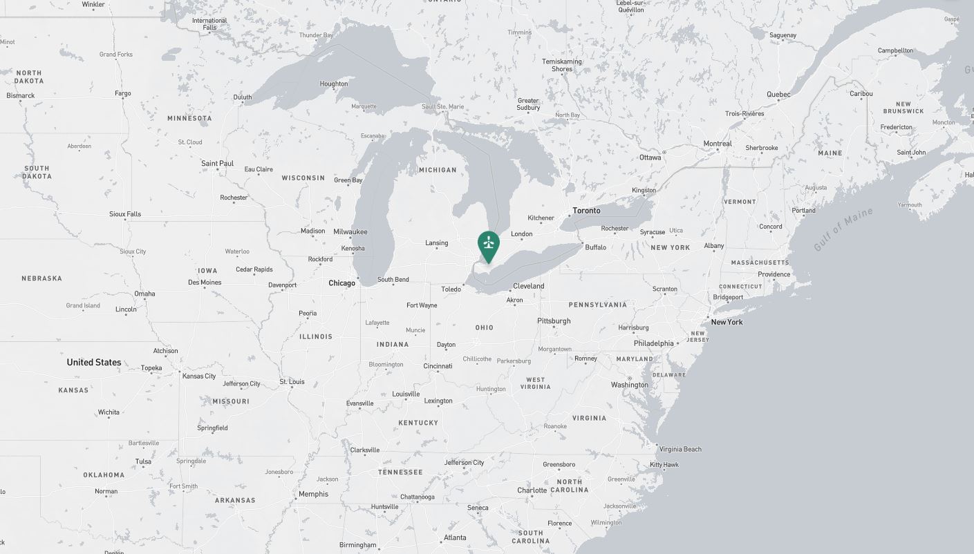 Project location marked on a map showing a section of central and eastern Canada