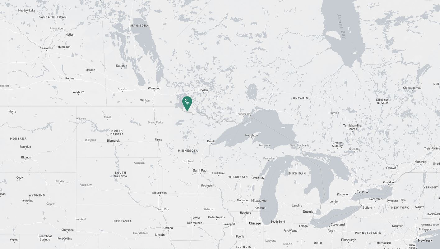 Project location marked on a map showing a section of the Great Lakes Region