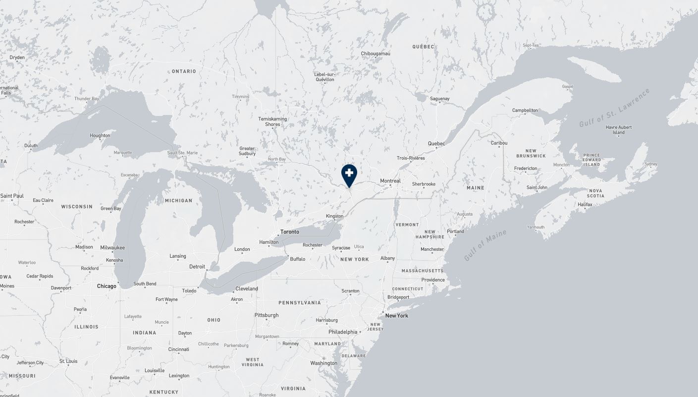 Project location marked on a map showing a section of central and eastern Canada