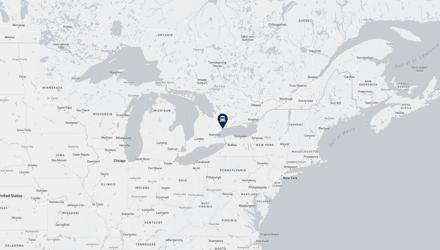 Project location marked on a map showing a section of central and eastern Canada