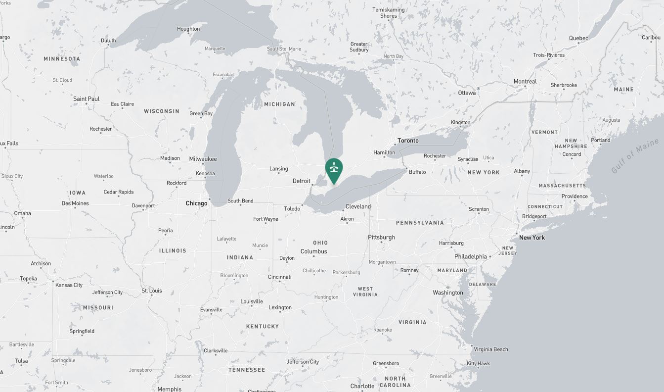 Project location marked on a map showing a section of central and eastern Canada