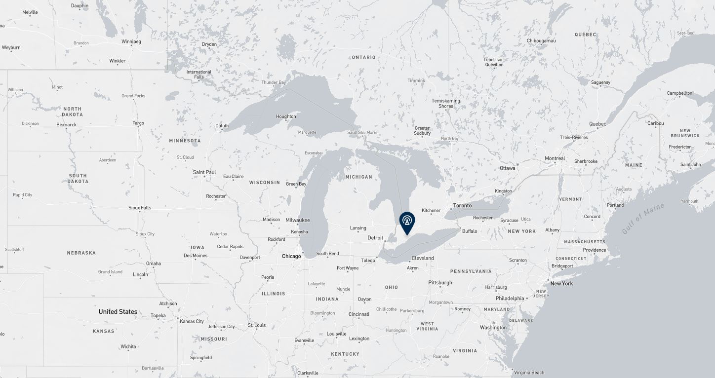 Project location marked on a map showing a section of central and eastern Canada