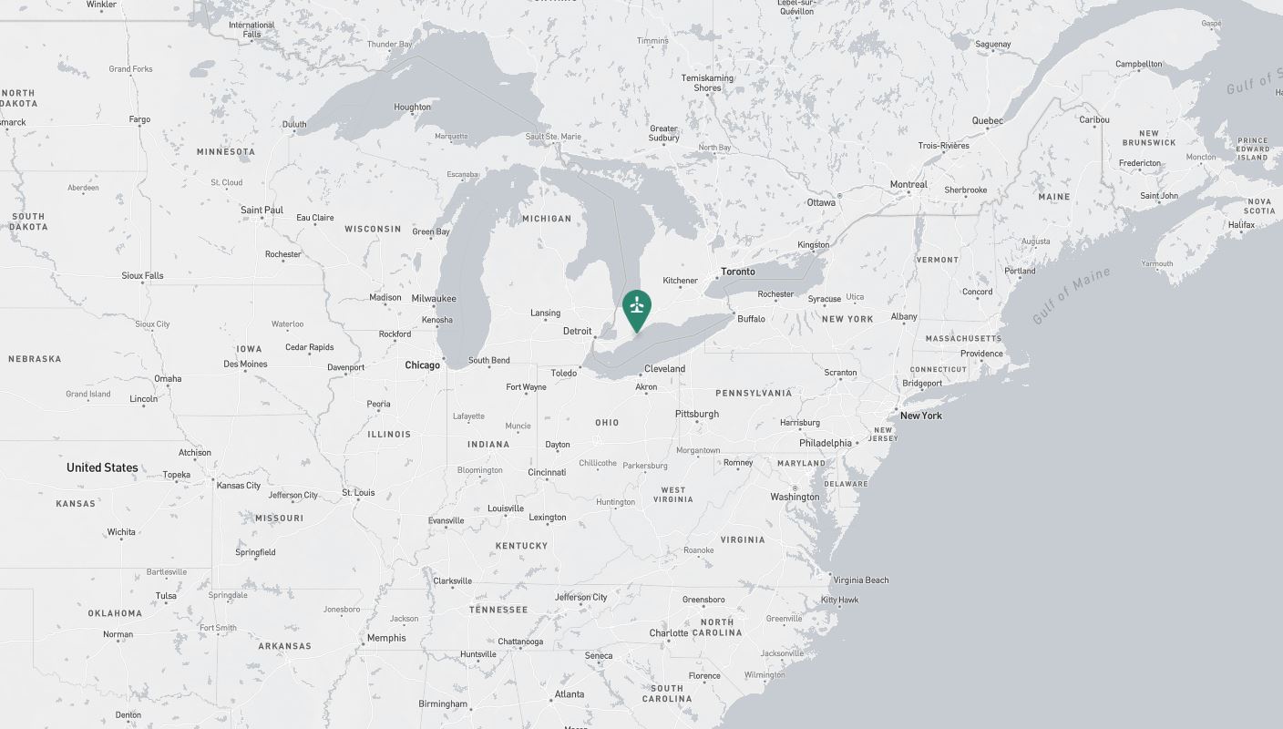 Project location marked on a map showing a section of central and eastern Canada