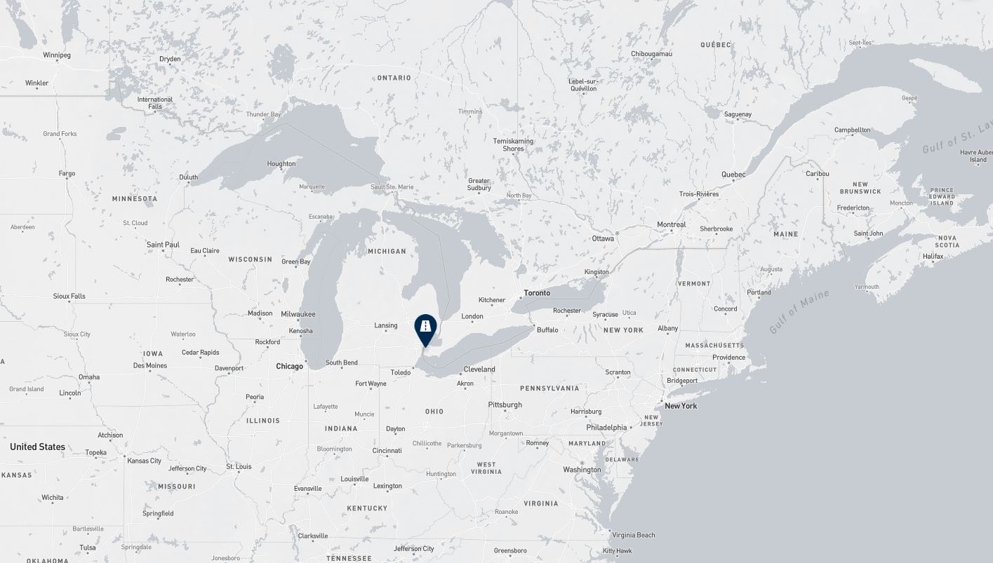 Project location marked on a map showing a section of central and eastern Canada