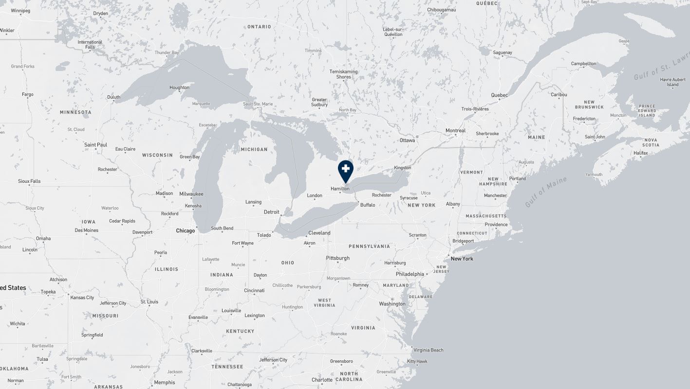 Project location marked on a map showing a section of central and eastern Canada