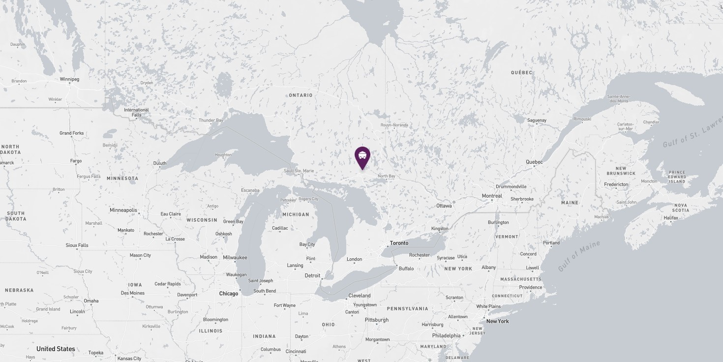 Project location marked on a map showing a section of the East Coast and Great Lakes region