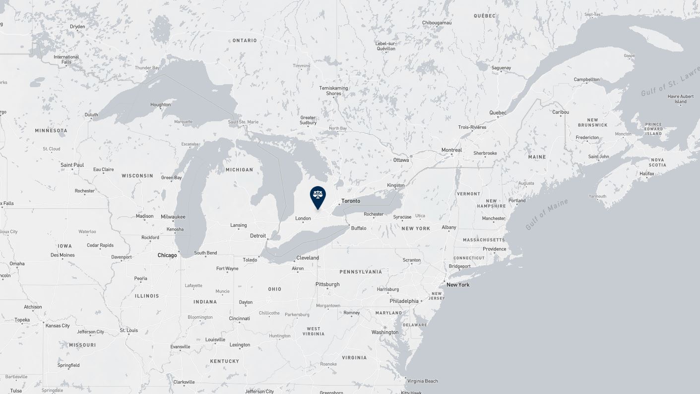 Project location marked on a map showing a section of central and eastern Canada