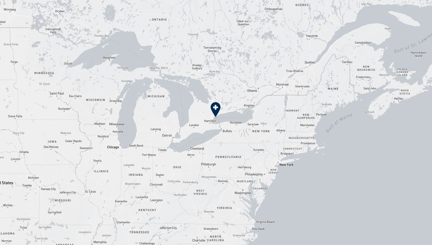 Project location marked on a map showing a section of central and eastern Canada