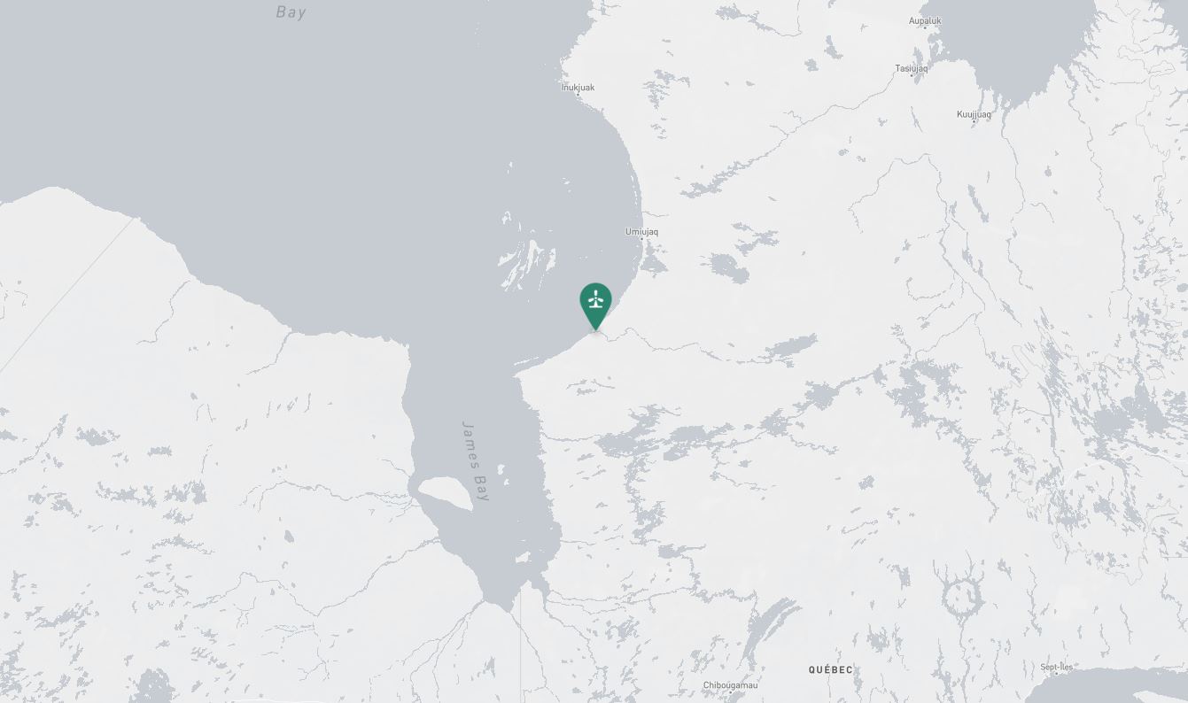 Project location marked on a map showing a section of the Hudson Bay region