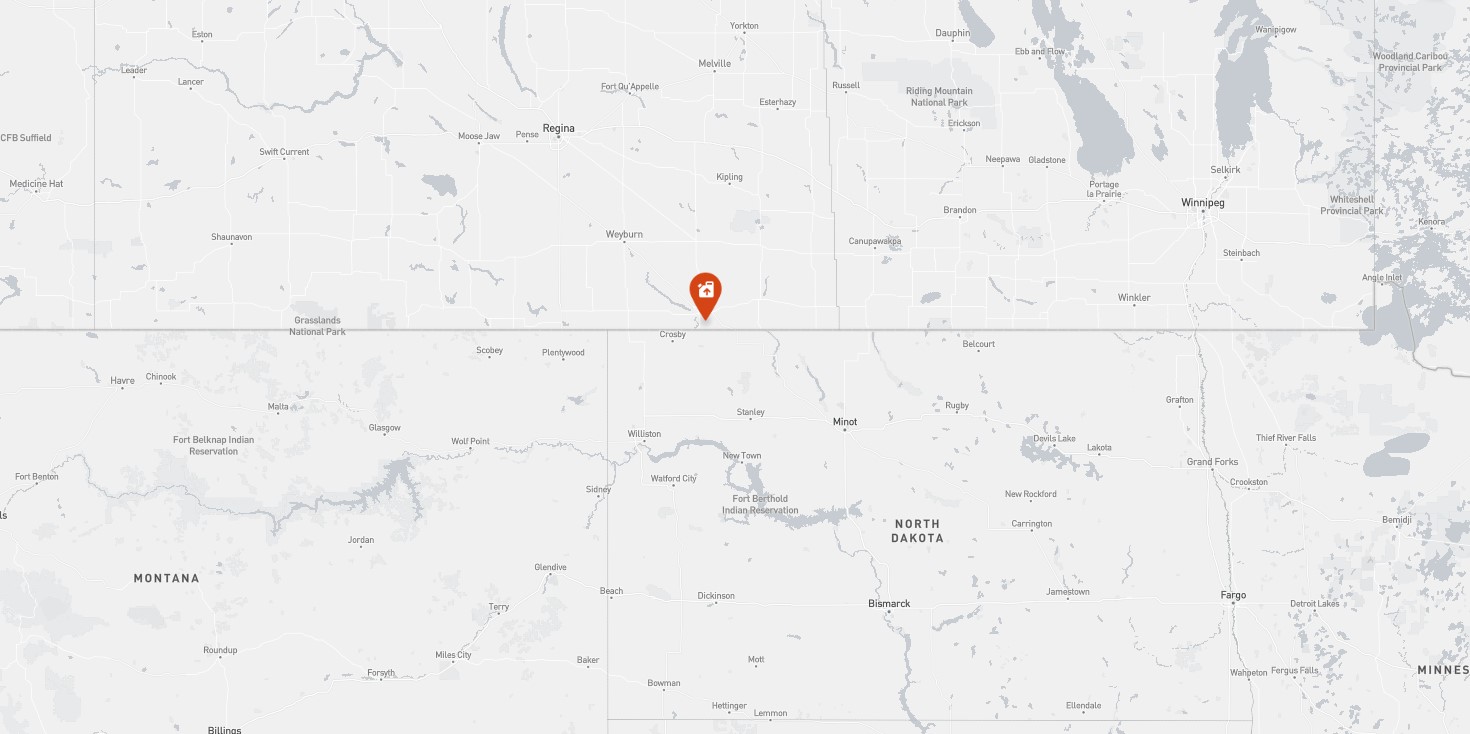 Project location marked on a map showing a section of the central  Canada