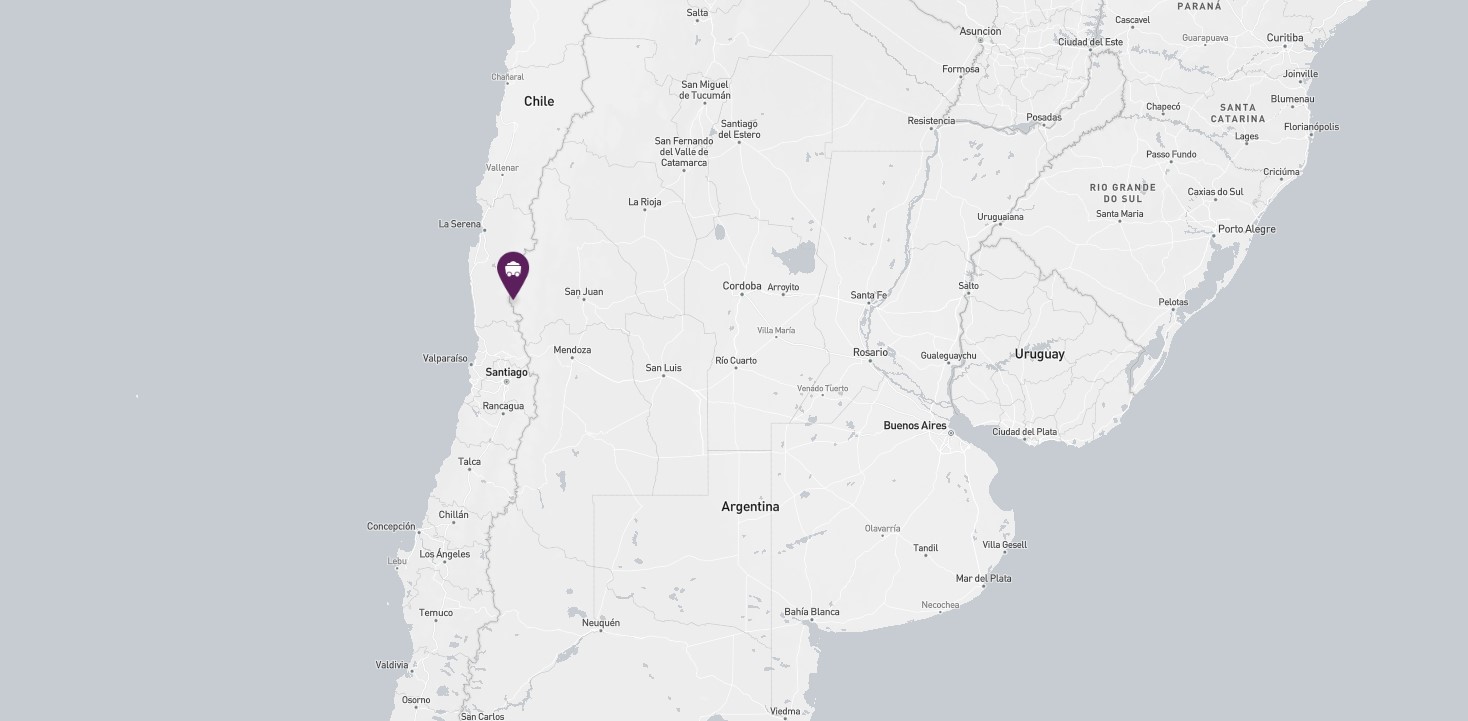 Project location marked on a map showing a section of southern South America