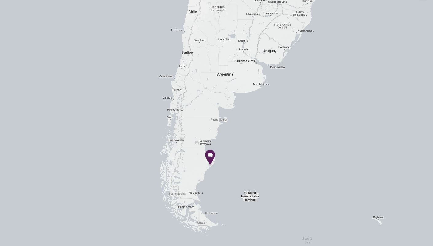 Project location marked on a map showing a section of southern South America