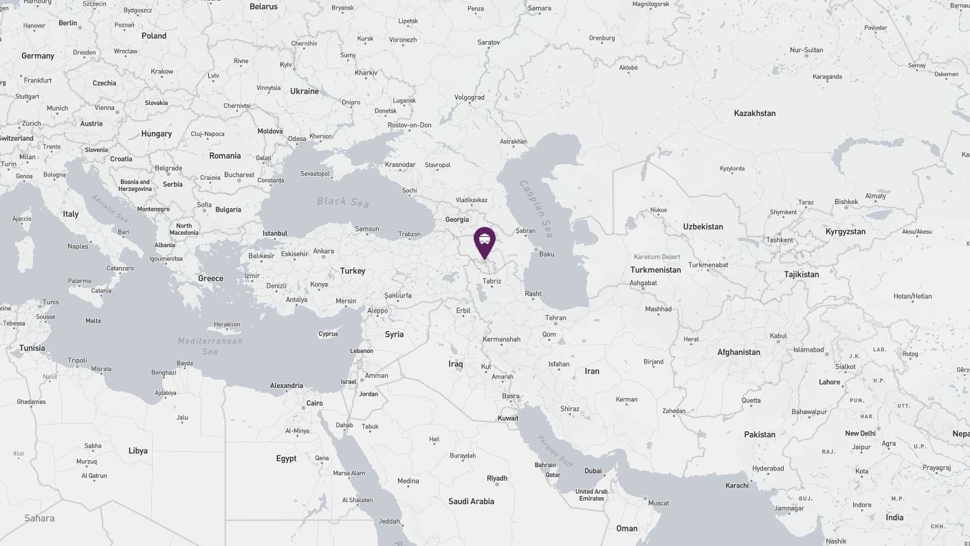 Project location marked on a map showing a section of western Eurasia and the Middle East