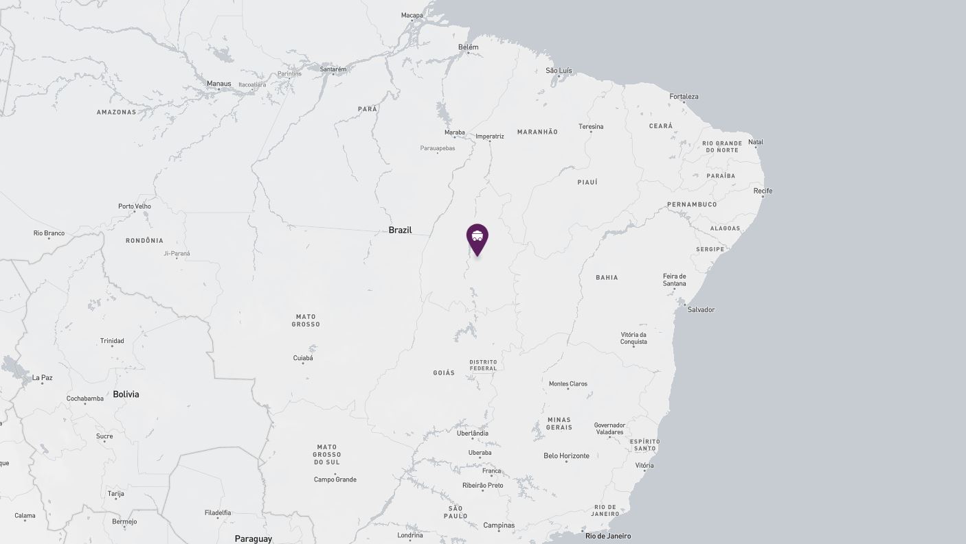 Project location marked on a map showing a section of western Brazil
